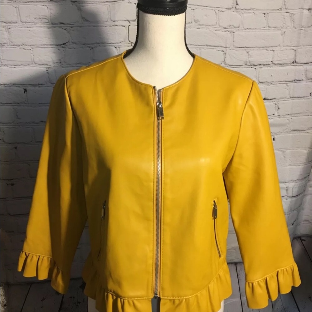 Zara yellow leather jacket xl but it runs small